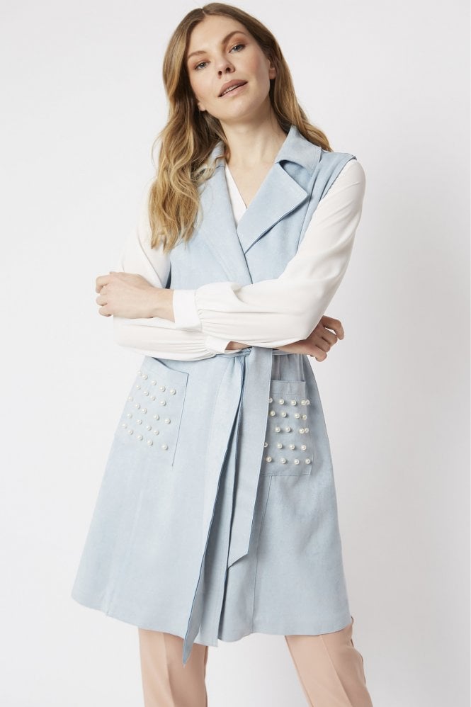 JAYLEY Blue Faux Suede Vest