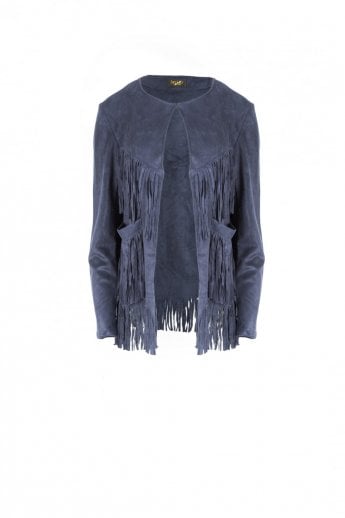Blue Faux Suede Jacket