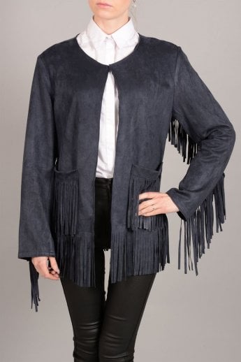 Blue Faux Suede Jacket