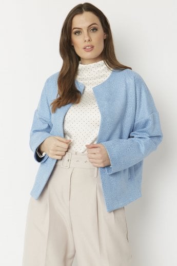 Blue Faux Suede Jacket