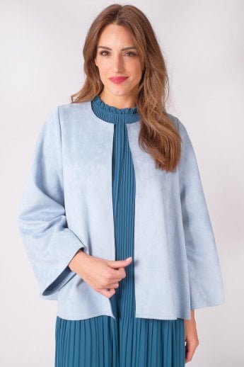 Blue Luxury Faux Suede Jacket