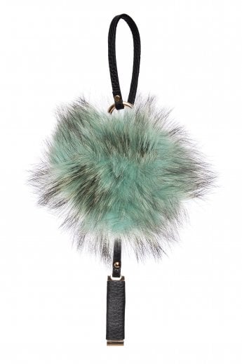 Blue Luxury Fox Fur Keyring With Gift Box