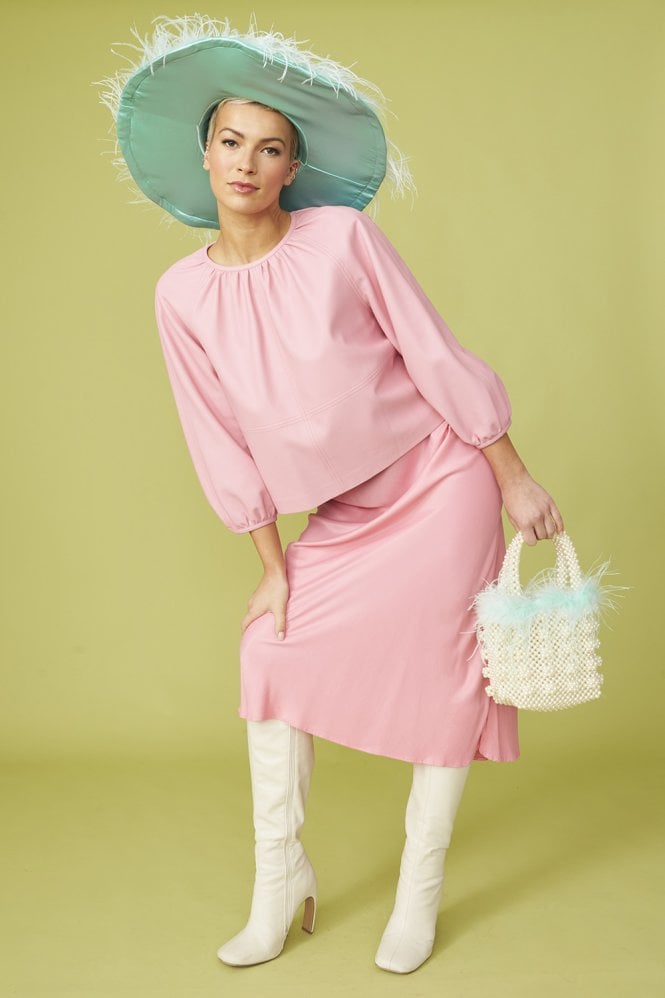 JAYLEY Blue Ostrich Feather Flapper Oversized Hat