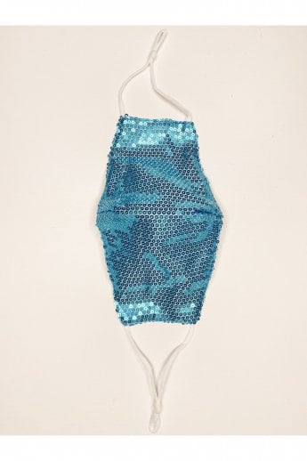 Blue Sequinned Fashion Cotton Face Mask