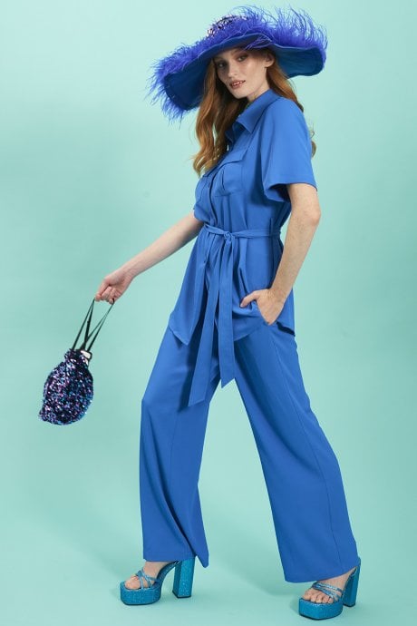 Blue Tencel Blend Safari Shirt