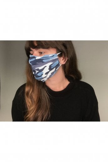 Blue Unisex Reusable Fashion Face Masks in Camouflage
