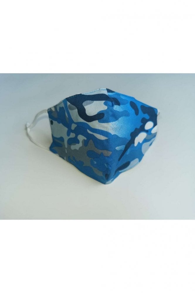 JAYLEY Blue Unisex Reusable Fashion Face Masks in Camouflage