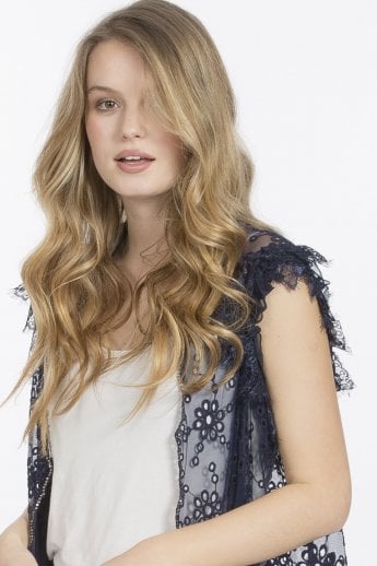 Blue Vintage Lace Gilet | Waistcoat