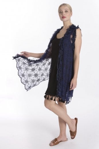Blue Vintage Lace Gilet | Waistcoat