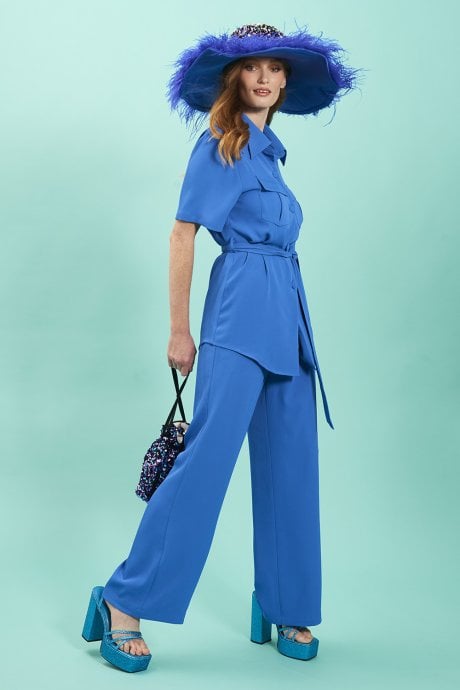 Blue Wide Leg Trousers