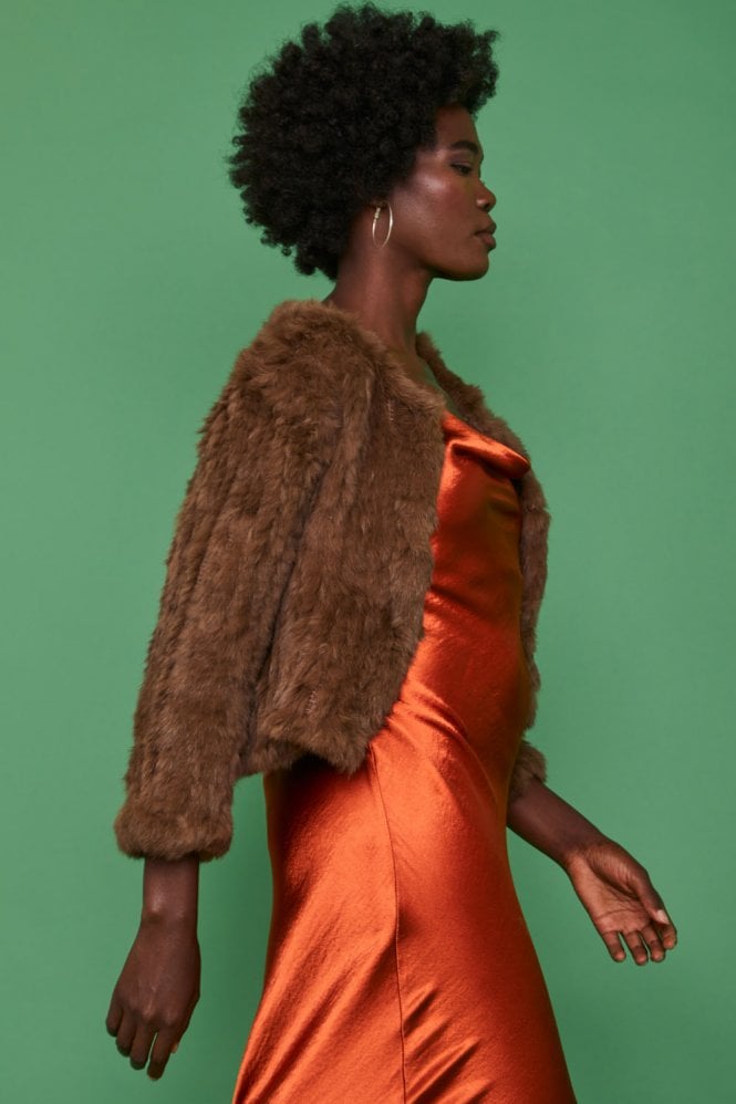 JAYLEY Brown Coney Fur Cropped Jacket