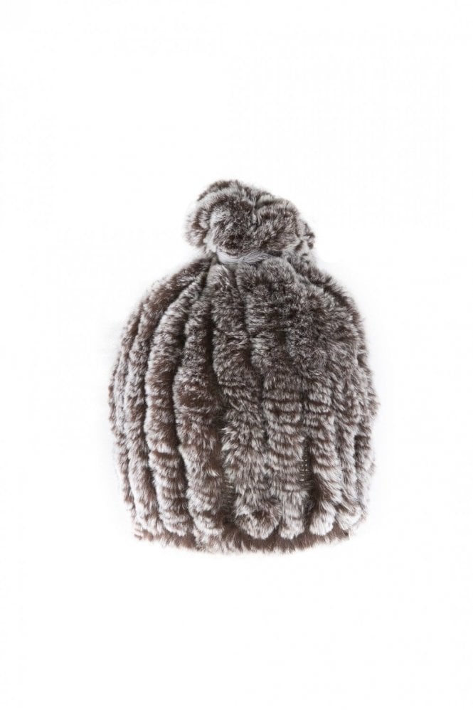 JAYLEY Brown Coney Fur Hat with Pom Pom