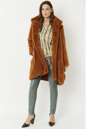 Brown Oversized Faux Fur Coat