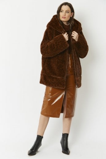 Brown Oversized Faux Fur Jacket