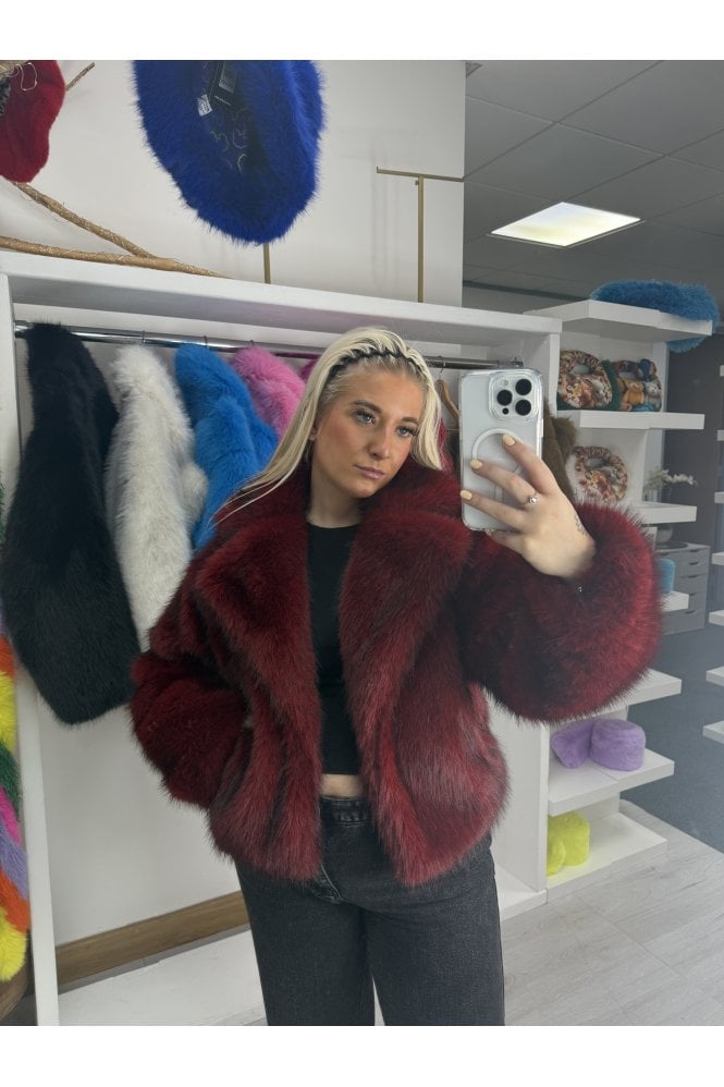 JAYLEY Black Bamboo Blend Faux Fur Cropped Natalie Jacket