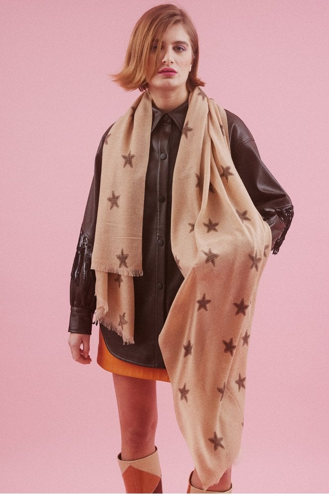 JAYLEY Cashmere and Silk Blend Star Design Scarf Wrap