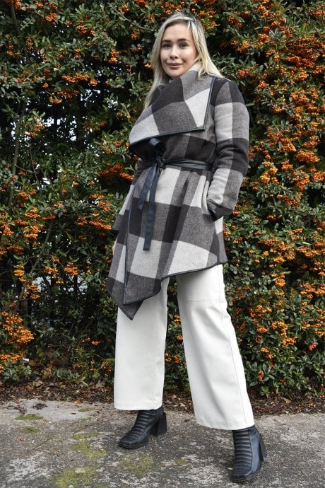 Cashmere Blend Check Coat
