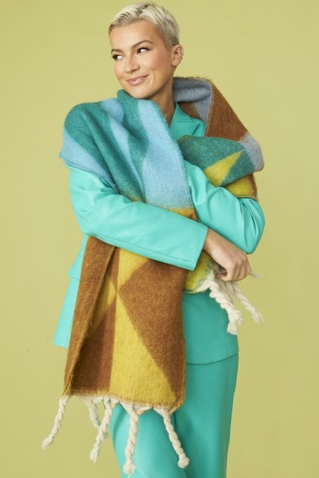 Cashmere Blend Geometric Wrap