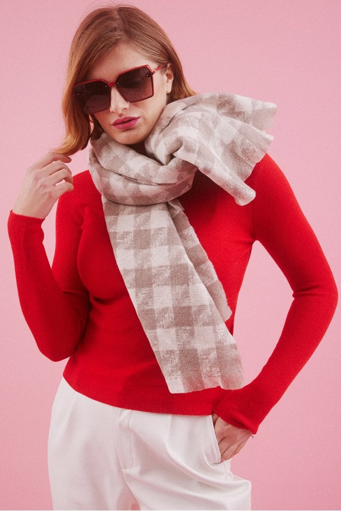 JAYLEY Cashmere Blend Houndstooth Check Wrap