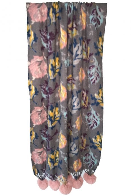 Cashmere Blend Pom Pom Wrap
