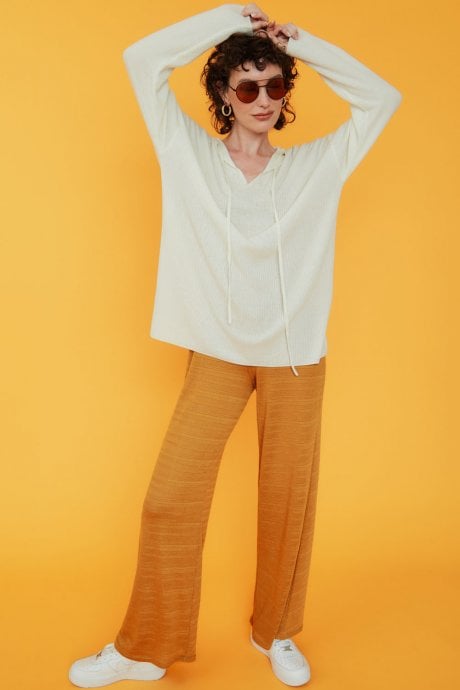 Cashmere Blend Ribbed Hoodie