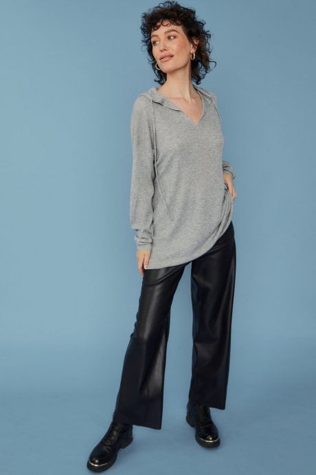 Cashmere Blend Ribbed Hoodie