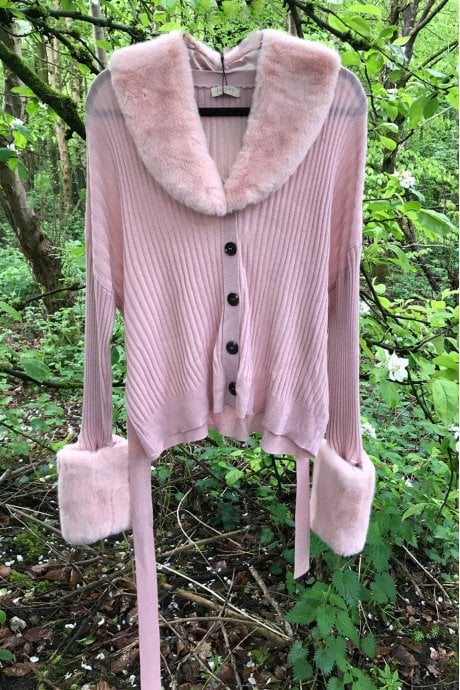Cashmere Cardigan With Detachable Collar & Cuffs