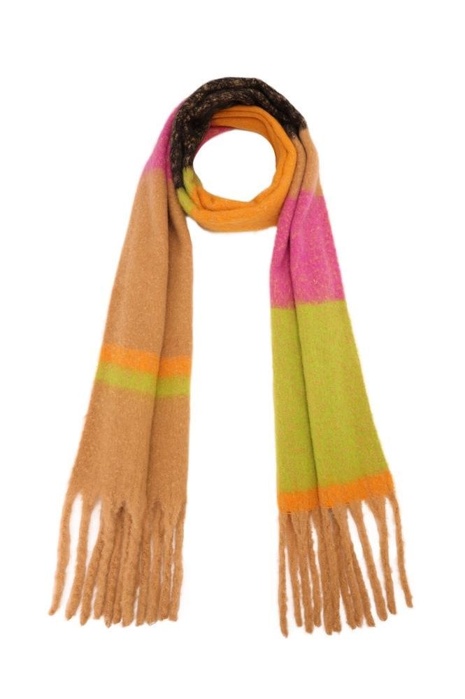 JAYLEY Cashmere Oversized Striped Scarf in Multi Tones
