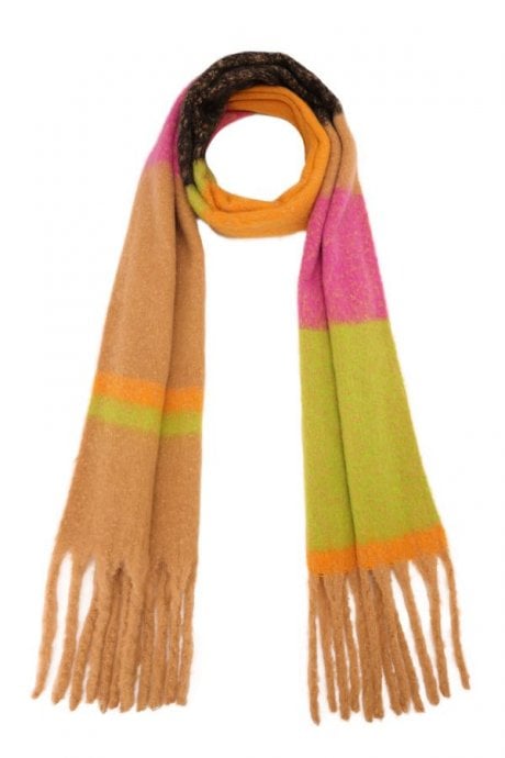 Cashmere Oversized Striped Scarf in Multi Tones