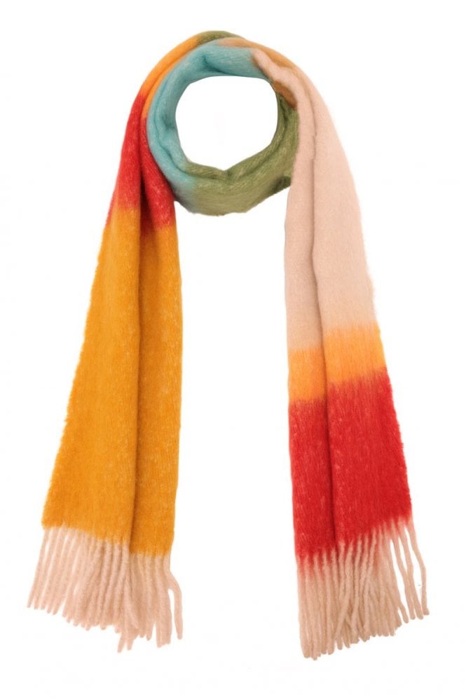 JAYLEY Cashmere Oversized Striped Scarf in Yellow and Blue