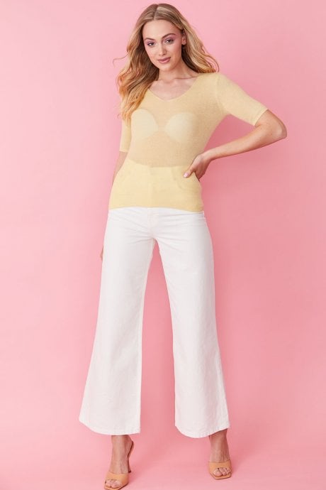 Cashmere V-Neck Short Sleeved T-Shirt