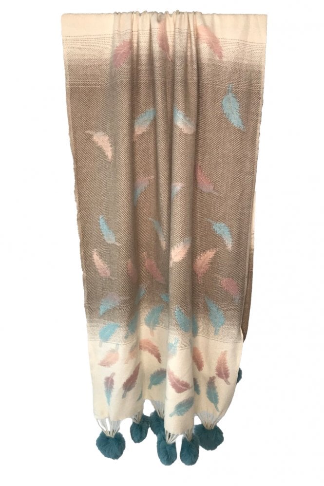 JAYLEY Cashmere Wrap With Pom Pom