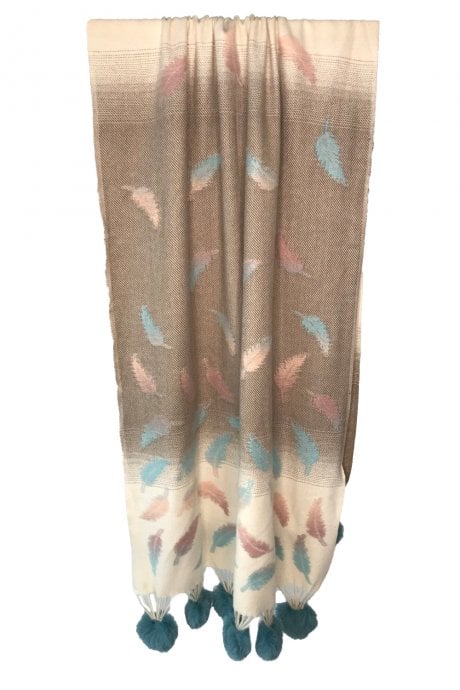 Cashmere Wrap With Pom Pom