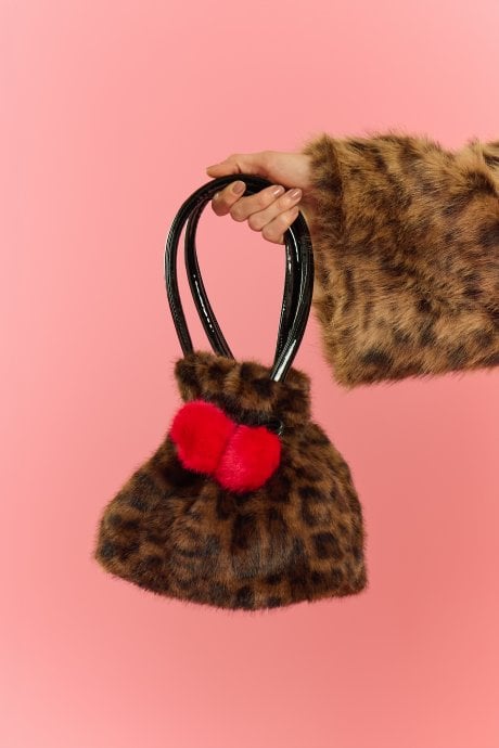 Chocolate Animal Print Faux Fur Bag