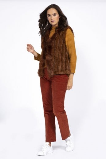 Chocolate Cashmere Blend Faux Fur Gilet | Waistcoat