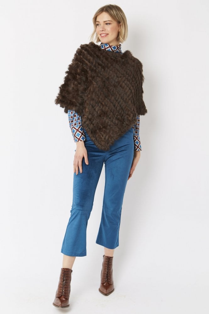 JAYLEY Chocolate Coney Fur Poncho