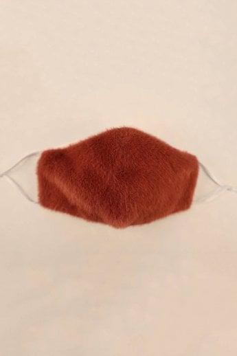 Chocolate Faux Fur & Cotton Reusable Face Mask