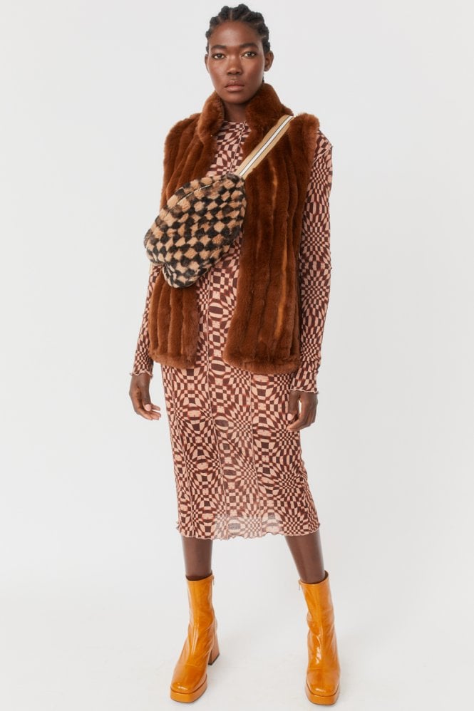 JAYLEY Chocolate Faux Fur Vest