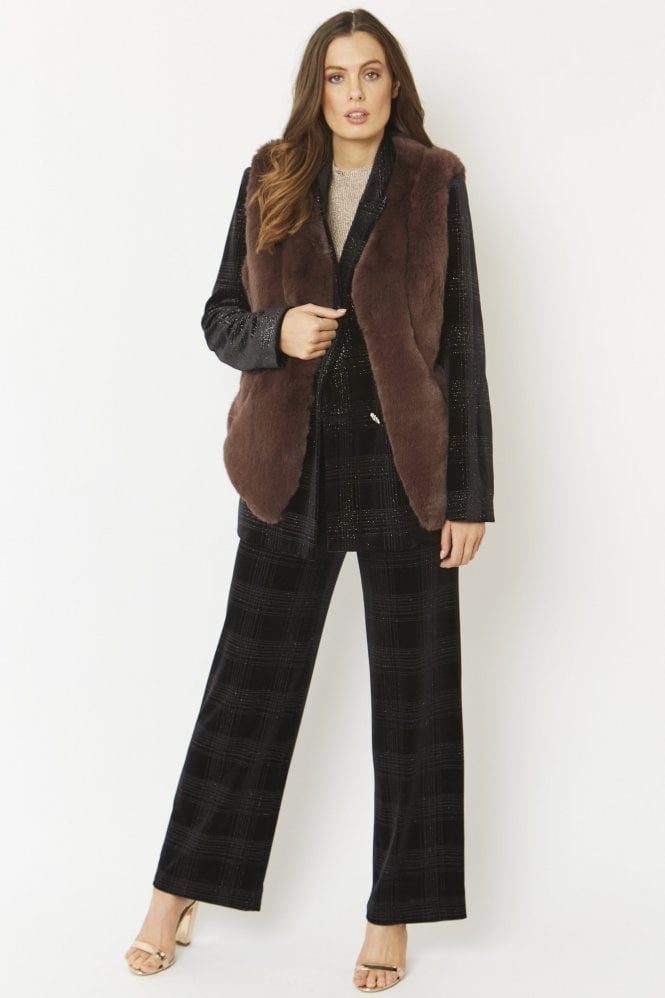 JAYLEY Chocolate Faux Fur Gilet
