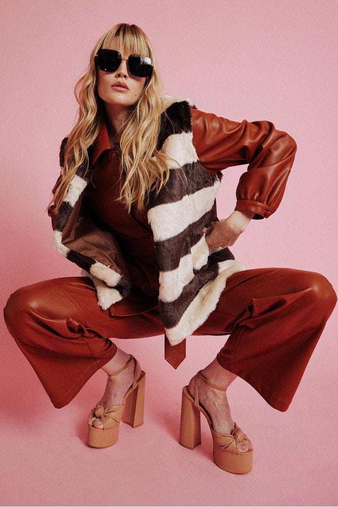 JAYLEY Chocolate Faux Fur Vest