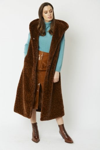 Chocolate Faux Fur Hooded Gilet | Waistcoat