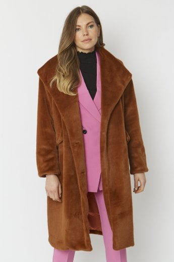 Chocolate Faux Fur Oversized Coat