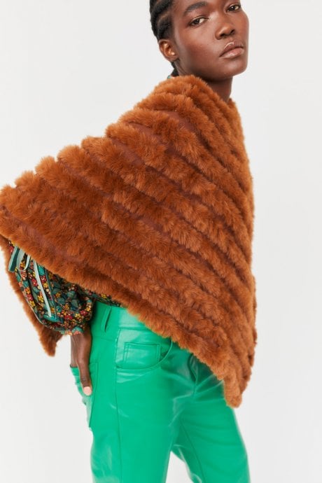 Chocolate Faux Fur Poncho