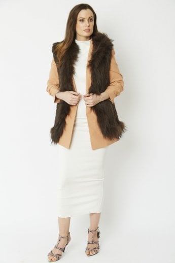 Chocolate Fox and Coney Fur Hooded Gilet