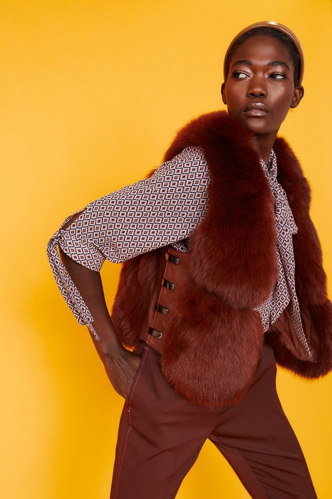 JAYLEY Chocolate Fox Fur Gilet