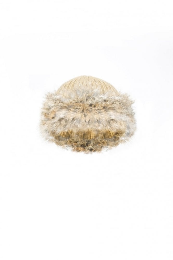 JAYLEY Chocolate Knit Hat with Fur Finish