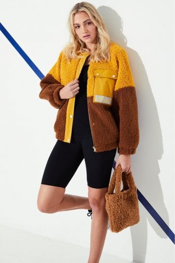 Chocolate Shearling Zip Up Jacket