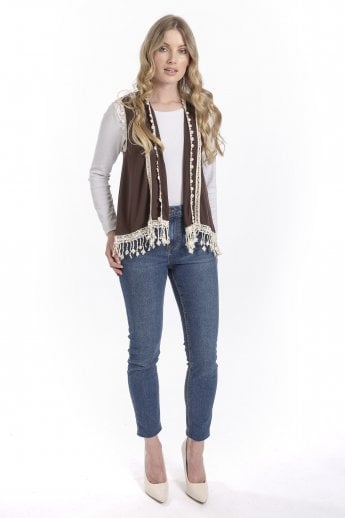 Chocolate Vintage Rose Gilet | Waistcoat