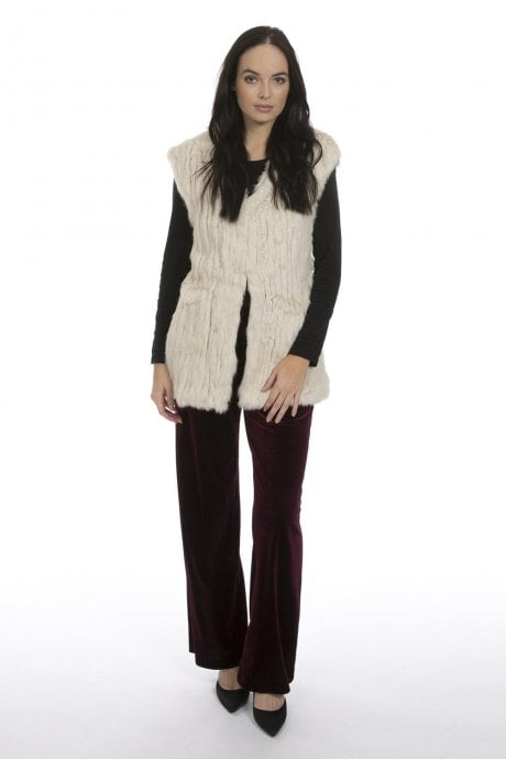 Coney Fur Hooded Long Gilet