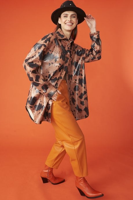 Cow Print Chocolate Brown Oversized Shacket